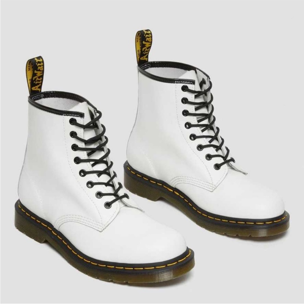 Dr. Martens 1469 White Combat Boots with Black Laces - Picture 3 of 7